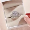 O Vintage Wonebying Women For Women Solid 925 STERLING Gümüş 4ct Prenses Kesme 5A Kübik Zircon 2pcs Gelin Seti Güzel Takı 240112