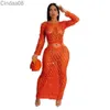 Designer de roupas femininas maxi vestido novo manga longa mão malha oco para fora lantejoulas vestidos de praia para mulher roupas elegantes