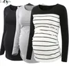 Liu Qu 3PCS Women Maternity Tops Long Sleeve Pregnancy TShirt Round Neck Flattering Side Ruched Shirt Clothes Casual 240111