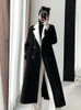 2024 Winter Korean Fashion Warm Artificial Wool Coat Retro Double Chest Jacket Loose Patch Work Cashmere Coat 240112