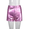 Kvinnors shorts metall färg stänk bevis gata mode casual byxor