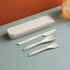 Servis uppsättningar reser med Box Fork Spoon Portable Flatware Cutter Kit PP Wheat Fiber Table Seary