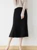 Women's Cashmere Mermaid Skirt 100% Wool Sweater Casual Knitted Fishtail Dress Slim Monochromatic Skirt Autumn and Winter Fa 240111