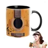 Mugs Music Themed Coffee Creative Guitars Piano Design Cup 350 ml Keramisk mugg för Lover Breakfast Kitchen Supplies