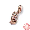 새로운 도착 Sier Sparkling Rose Gold Pet Cat Kitty Charm Fit 팔찌 및 목걸이 DIY 여성 보석 생일 선물