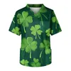 Men's T Shirts Beautician Workear Men St. Patrick'S Day Print Breathable Scrub Tops Lab Uniform Shirt Dustproof Work