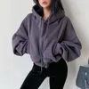 TVVOVVIN américain lâche manches chauve-souris à capuche femmes mode taille haute Bigh pull sweat coréen femmes hauts courts 6ZNU 240112