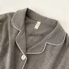 home clothing Pajama women's spring and autumn long sleeved high-end gray simple cardigan can be worn as a two-piece home suitvaiduryd