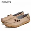 Lente Dames Casual Schoenen Echt Leer Vrouw Flats Zacht Moeder Loafers Dames Rijden Schoenen Effen Boot Schoenmaat 3444 240111