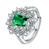 Clusterringen Roterende Onregelmatige Ladder Vierkante Kristallen Ring Voor Dame Bruiloft Accessoires Trendy S925 Zilveren Dames Sieraden Fonkelend