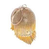 Circular Ring Evening Bags Metal Gold/Sliver Rhinestone Round Ball Handbags Elegant Luxury Clutch Purse Small Wedding Wallets 240111