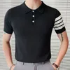 メンズポロス高品質の夏のニットウェア短袖ラペルスリムポロボトロボトムシャツCamisa Hombre Mannen Kleding