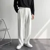 Men's Suits Straight Zipper Women Pants High Waist Loose Pure Man Fashion Office Lady Simple Female Wide Leg Trousers