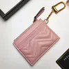 Real Leather Luxury Designer Cards Holder Coin Purse Fashion Women Mini Wallet Cards Bag Key Pouch Luxury Card Bank Card Holder Holder Sedel CLIP ZIPPER POUCH MED BOX