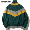 MANNAN Vintage Multicolor Color Block Patchwork Windbreaker Jackets Autumn Hip Hop Streetwear Zip Up Track Casual Jackets 240111