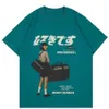 남자 S 셔츠 힙합 스트리트웨어 Haruku Girl 일본 칸지 프린트 Tshirt CC 여름 남성 짧은 슬리브 면화 t 셔츠 230422