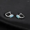 Stud Küpe 2024 Basit Moda Geometrik Yuvarlak Charm 925 STERLING Gümüş Takı Hediyesi Klasik Doğal Prarious Larimar Kadınlar için