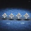 Kolczyki S925 Pure Silver Ear Studs Kobiet Mosang Diamond Four Claw Octagon Star D Color 1 Carat