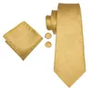 Hi-Tie 100 ٪ Silk Adult Men Set Set Leather 6 Clips Clips Shars Fashage Gold Floral Wedding Wedding and Bowtie Set 240111