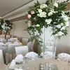 40 cm till 130 cm lång) Artificial Flower Rose White Floral Runner Aisle Wedding Centerpieces and Table Decoration Floral Stand Wedding Square Backdrop Stand for Party