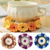 Table Mats Handmade Crochet Knitting Woven Flower Coasters 5 Color Flowers Drink Non Slip Insulation Pot Holder Kitchen Accessories