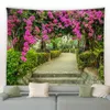 Frühlingswald Blumen Wandteppich Ländliche Blumen Rosa Rot Garten Wandbehang Dekor Naturlandschaft Zuhause Wohnzimmer Wandteppiche Teppich 240111