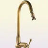 Europe Antique Brass Mixer Pull Out and Cold Water Tap Sink Swivel 360 Degree Mixer Pull Down Kitchen Faucets Single Hole T2005450652