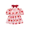 Sukienki dla dziewczynek 2PCS Born Baby Girls Sukieit Suit Toddler Puff krótkie rękaw Miłość Drukuj łuk
