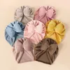 Grand nœud papillon pour bébés filles, Turban chaud pour nouveau-né, Bonnet Vertical en velours côtelé pour enfants, casquette Skullcap, chapeau indien d'hiver