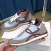 2024new Mens Womens Loeweelies Shoes Luxury Nasual Flow Flow Runner in Nylon Suede Lace Up Sneaker Soft Apper Honey Rubber Wave النعل المنحني حول 38