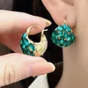 Dangle Earrings Temperament Emerald Crystal Flower Basket Women's Luxurious Prom Accessories Party Jewelry For Girlfriend Birthday Gift