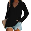 Women's T Shirts Solid Color Long Sleeve V-neck Panel Casual Plus Size T-shirt Top My Body Choice