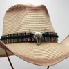 Retro Vahşi Saman Kovboy Şapka Boğa Şeklinde Dekor Panama Şapkaları Erkekler İçin Seyahat Şövalyesi Ülke Şapkası Bohemian Kadınlar Plaj Güneş Koruyucu Şapka 240111