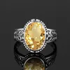 Yellow Citrine Ring For Women Silver 925 Sterling Mens Gemstone Rings Oval Bohemia Handmade Female Jewellery Bridal Sets On Sale 240112