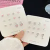 Stud Earrings 6 Pairs Women Crystal Small Earring Set Girl Child Heart Star Jewelry Gift