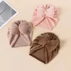 Grand nœud papillon pour bébés filles, Turban chaud pour nouveau-né, Bonnet Vertical en velours côtelé pour enfants, casquette Skullcap, chapeau indien d'hiver