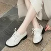 ドレスシューズZapatos Mujer Womens Oxford Flatsカジュアルワンステップレザープラットフォームファッションレースアップクラシックアンクルブーツレディース