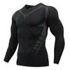 Maglietta sportiva da uomo Maglietta da corsa fitness Maglietta a compressione a maniche lunghe ad asciugatura rapida Maglietta Allenamento Allenamento Camicia da palestra sportiva Rashgard Uomo 240112