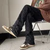 Jeans da uomo Bla Bianco con nappa Jeans skinny a zampa d'elefante Streetwear Tinta unita Jeans slim fit casual Pantaloni lavati danneggiati Jeanyolq in difficoltà