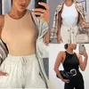 Kvinnors jumpsuits rompers solidColorSleevelessvesttop ren färg ärmlös västrock gör en t-shirt inuti kvinnlig droppleverans ot2pe