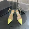 luxury designer Kitten-Heel Slingback Pumps shoes patent leather High heels sandals Mules slide women heeled Dress shoes 5.5 cm Wedding shoes