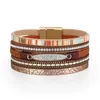 Link Bracelets Bohemian Ethnic Colorful Creative Personality Style Inlaid Diamond Leather Bracelet High Quality Jewelry