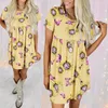 Robes de soirée Rocwickline Summer et Automne Robe Femme Sexy Club Imprimer O-Cou Lâche Facile Assorti Slim Élégant Vintage Casual