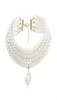 Choker 10mm Imitation Pearl Pendants Halsband Kvinnor Fashion Threelayer Handgjorda nackklubbkedja Elegant och enkel vild pärla8739012