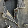 Kadınlar bluz gömlek tasarımcısı sonbahar yeni orta sonbahar moda kauçuk dekorasyon yıpranmış uzun kollu denim gömlek ceket g2i5