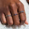 Anéis de cluster vintage luz azul zircão anel para mulheres namoro casamento cobre banhado ouro geométrico moda jóias estéticas