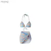 Women's Swimwear New Clothing 2023 Ins Style Spicy Girl Sexy Vintage Fashion Printed With Chest Pad Without Steel Bikinis Set YQ240112