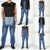 Jeans pour hommes Kakan - Nouveau créateur de tendances de la rue européenne et américaine Jeans à bretelles multi-poches pour hommes Combinaison à bretelles bleue K34-667L240111