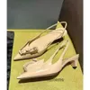 2023's Schoenen Bloemen Origami-achtige Slingback Dames Kitten Hakken Zacht Leer Nu-signatuur Puntige teen Pumps Feest Bruiloft Dame