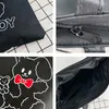 Sacos de noite com zíper bolsa de lona simples bolso interno urso bolsa de ombro grande capacidade axilas mulheres meninas